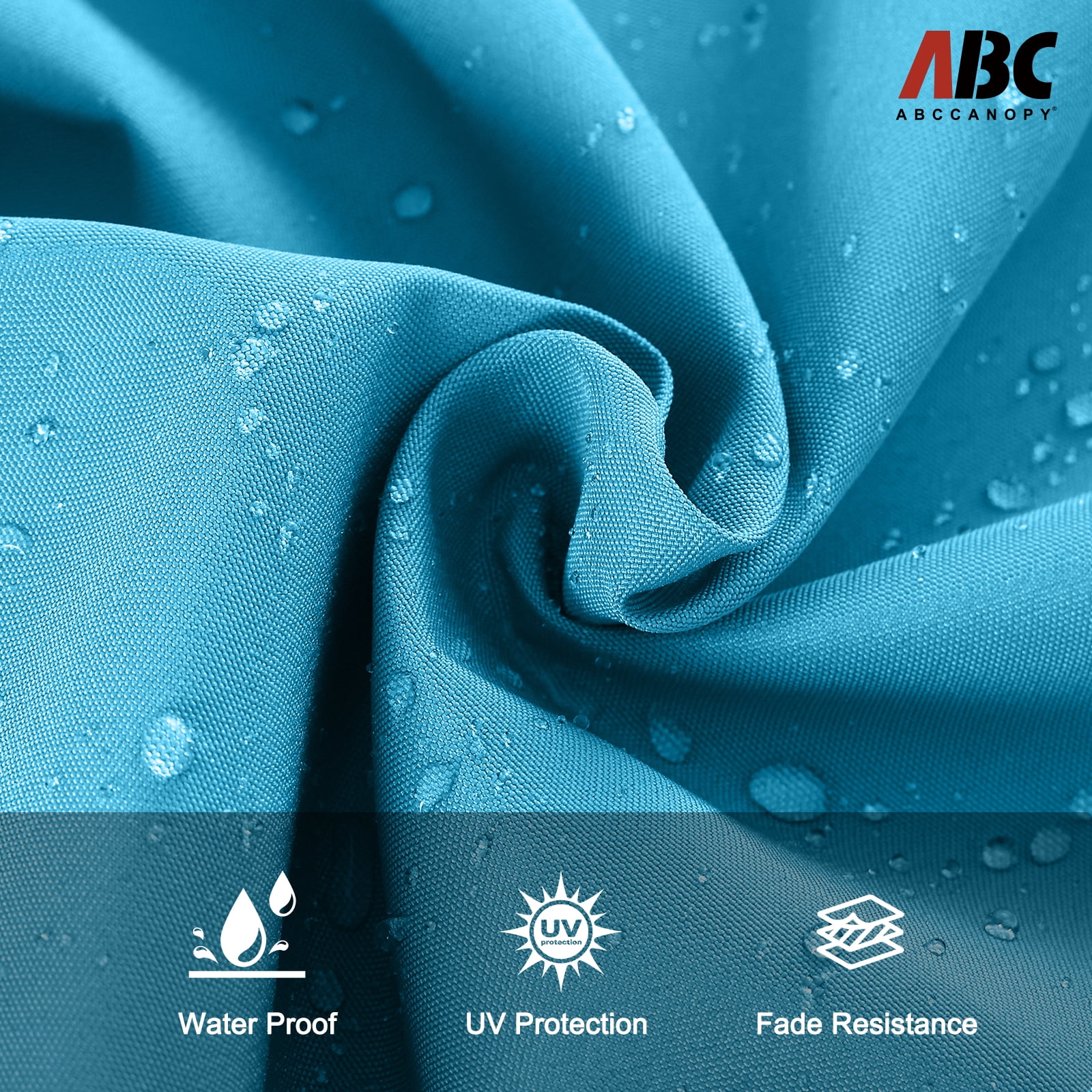 ABCCANOPY 9ft Outdoor Market Hand Push Patio Umbrella with Hanging Edge,12+Colors, Turquoise