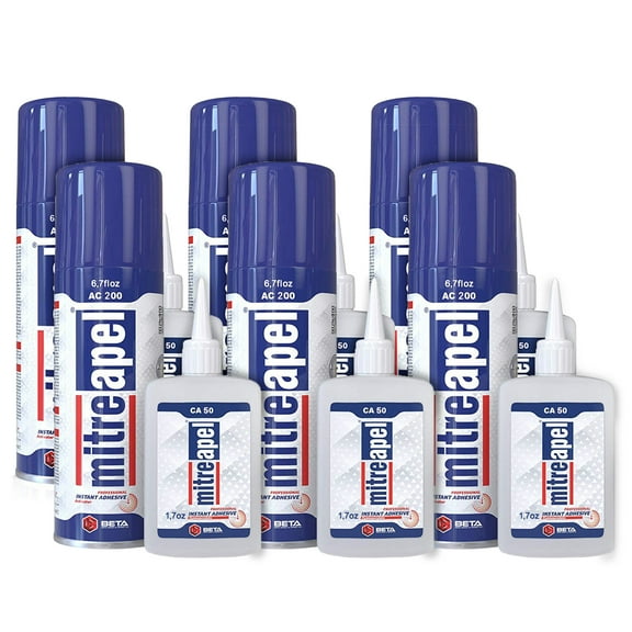 MITREAPEL Super CA Glue wit (6 x 1.7 oz  - 6 x 6.7 f) 6 Pack