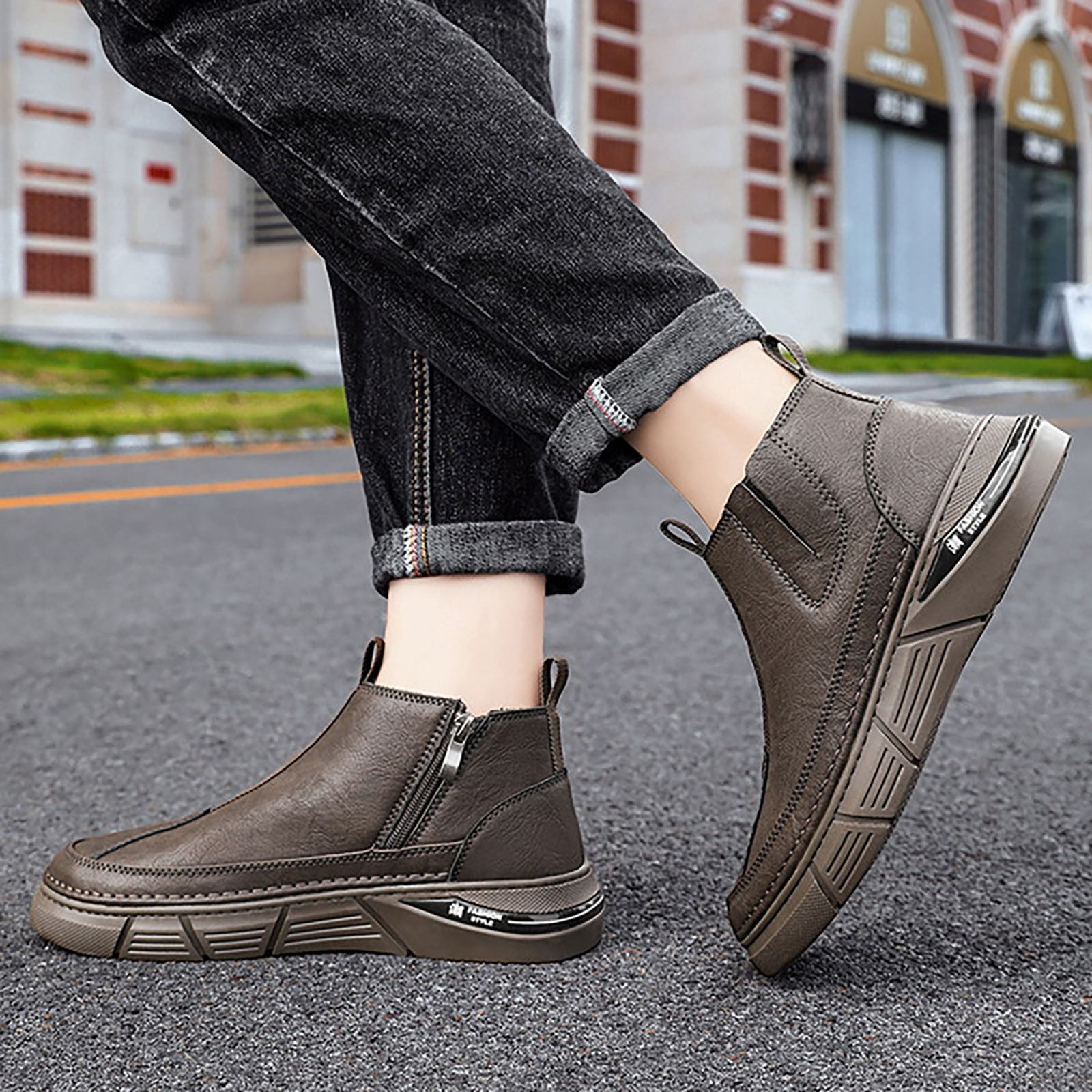 B91xZ Winter Shoes Snakeskin Ankle Boot Leather Lined,Gray 8