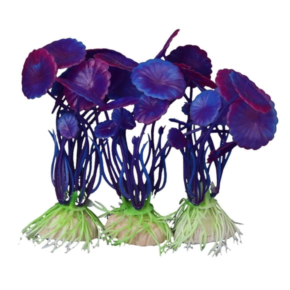 3x Plantas Artificial Plásticas Acuáticas Decoración para Acuario - Púrpura Sunnimix Simulación acuáticas
