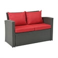 thumbnail image 5 of Highsound 4 Pieces Outdoor Sectional Sofa, Patio Furniture Sets Manual Weaving Wicker Rattan Patio Conversation Sets with Coffee Table, Red Cushions, 5 of 8