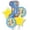 Boy 1st Birthday Bouquet w/ Yellow Stars, variant on PMU Happy 1st. Birthday Pastel Balloon Bouquet w/ Blue Stars (5/pkg) Pkg/1