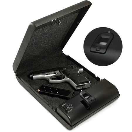 Portable Biometric Fingerprint Gun Pistol Safe Jewelry Handgun Safe Box Security Box Hidden in Bedroom Car Solomone