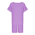 thumbnail image 4 of Grblisyd Girls Summer Outfits 2 Piece Solid Color Sets Ruffle Sleeve Top and Elastic Waist Shorts Lightweight Casual Activewear, 4 of 6