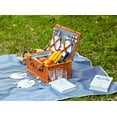 iLivin HandWoven Wicker Picnic Basket for 4, Insulated Cooler Bag