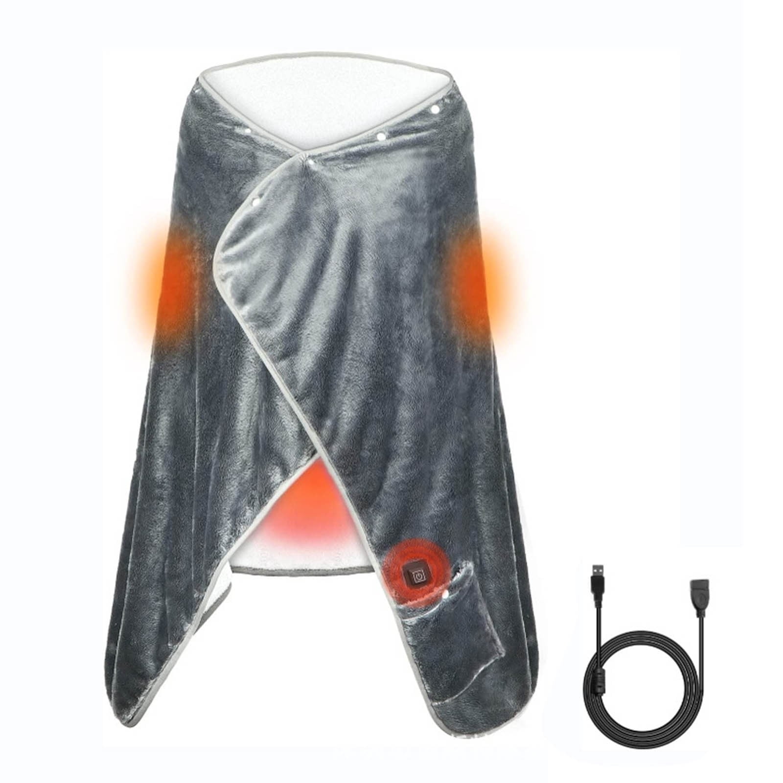 USB Heating Blanket Low Voltage Portable Outdoor Camping Shawl Heated Throw with Adjustable Temperature Multi-Gear Control for Travel and Home Use