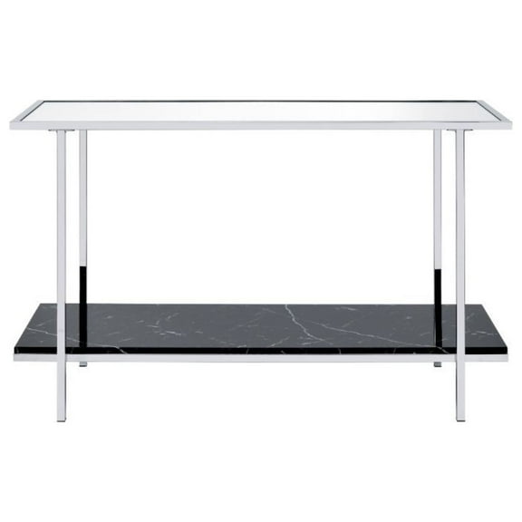 Ergode Console Table Mirrored, Faux Marble & Chrome