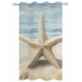 thumbnail image 2 of nqOlkjepod Outdoor Curtains for Patio Waterproof, Coastal Beach Starafish Outdoor Privacy Panels Grommet, Summer Ocean Wave Blue Beige Blackout Outside Curtains for Porch/Cabana 54"x84", 1 Panel, 2 of 8