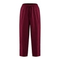 thumbnail image 6 of LEAVINGSUO Linen Pants for Women Summer Casual Drawstring Elastic Waist Pant Loose Wide Leg Button Trousers With Pockets Hot Pink XL, 6 of 8