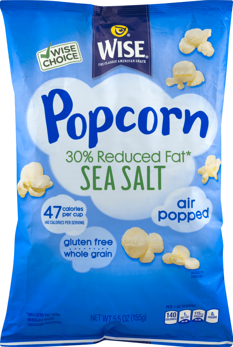 Wise Foods 30% Reduced Fat Sea Salt Air Popped Popcorn, 3 Bags