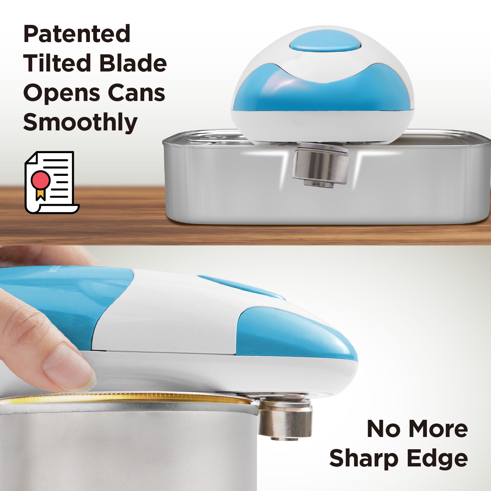 Kitchen Mama Auto Electric Can Opener, Sky Blue, Plastic, Battery Powered with Smooth Edge