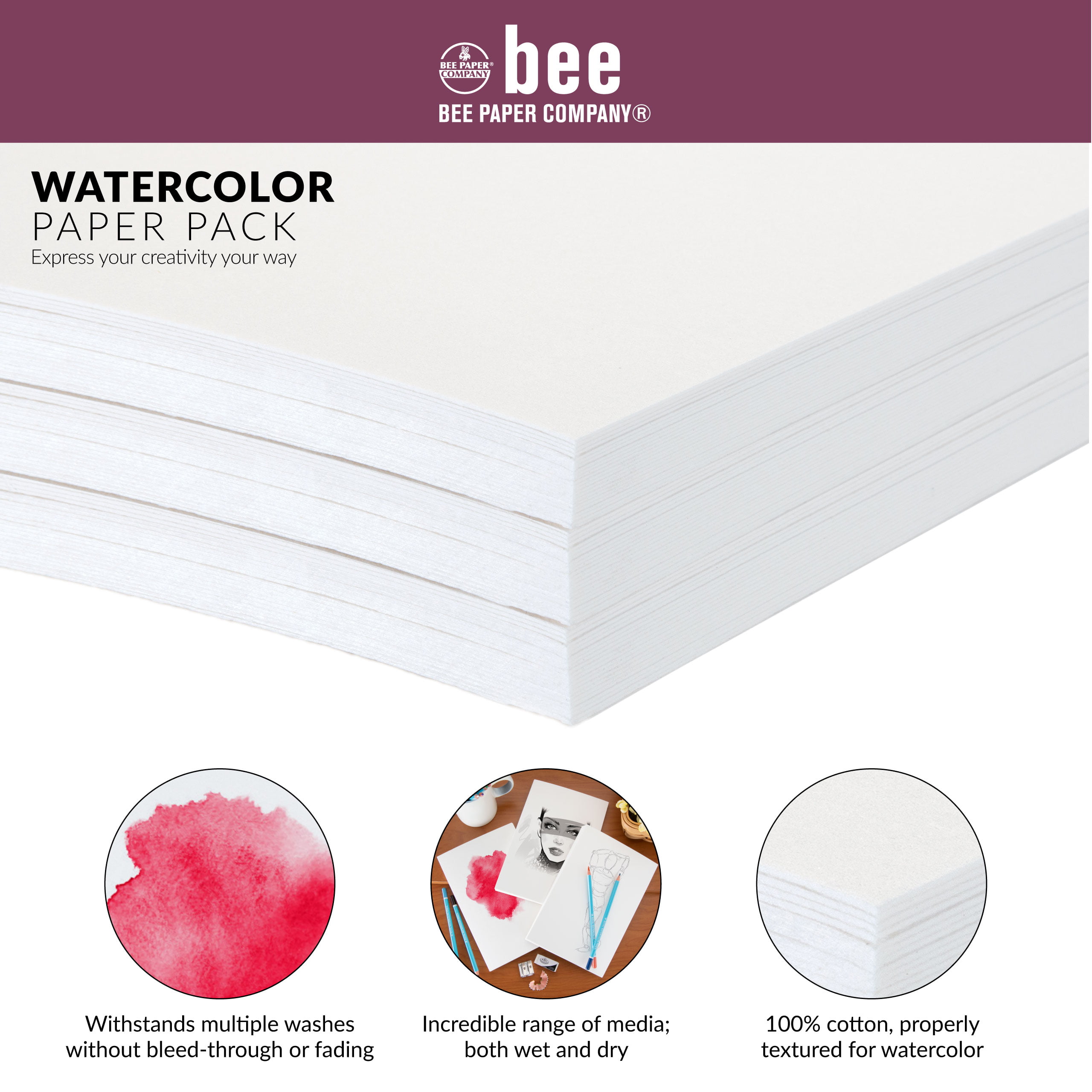 Bee Paper 100% Cotton Watercolor Roll 140lb 36 x 5yd 