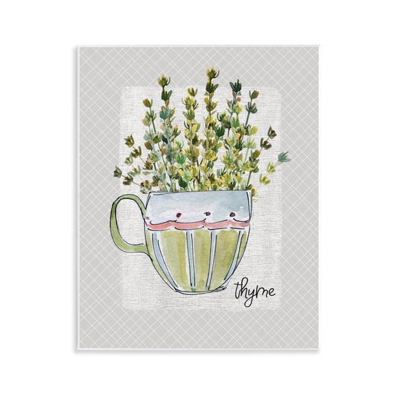 Stupell Industries Farmhouse Thyme Herb Mug Wall Plaque Art, 11 x 14, by Livi Finn