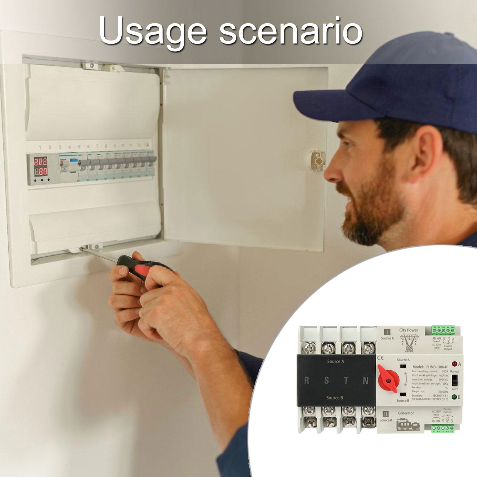 4P 100A Din Rails Mounted Automatic Transfer Switches Din Rails Mounted Double Power Switches Electrical Selectors Switches