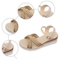 thumbnail image 7 of Espadrilles for Women Straw Braided Strappy Wedge Sandals Casual Summer Beach Shoes Open Toe Ankle Strap Platform Wedges Gold Size 7, 7 of 7