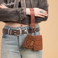 thumbnail image 3 of Wrangler Women's Western Dual Pouch Keychain Wristlet Wallet Embroidered Boot Scroll Design with Zipper Card Holder, Brown, 3 of 6