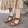 thumbnail image 4 of Women's Flat Sandals Summer Beach Sandal T-Strap Rhinestone Beaded Bohemia Shoes, 4 of 8