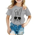 thumbnail image 2 of Easter T Shirt for Toddler Kids Cartoon Bunny Print Short Sleeve Crew Neck Summer Out Wear Top Soft Grey 3 Years-4 Years, 2 of 4
