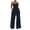 Black, variant on Women's Fall Jumpsuit, Solid Color High Waist Pleated Pocket Wide Leg Pants Casual Chiffon Loose Fit Trousers