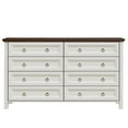 thumbnail image 3 of AENKYO Farmhouse Dresser with 8 Drawers, Storage Drawer Chest for Home, Cream White & Rustic Brown Finish, 3 of 7
