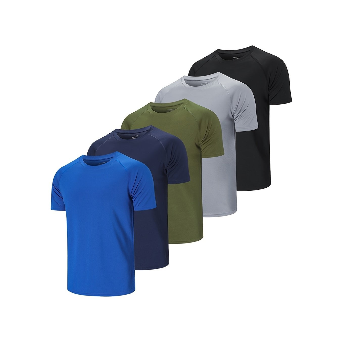 Mens Gym Shirts, Men's 5-Pack Workout Shirt Bundle, Breathable Moisture ...