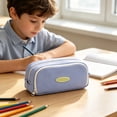 thumbnail image 5 of Large Capacity Pencil Case A — Double Layer Canvas Pen Bag with Wide Opening, Aesthetic Zip Pouch Stationery Organizer for Office and Travel, 5 of 5