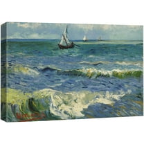 wall26 Canvas Print Wall Art Seascape Near Saintes Maries by Master Artist Vincent Van Gogh Nature Wilderness Illustrations Fine Art Relax/Calm Multicolor for Living Room, Bedroom, Office - 24"x
