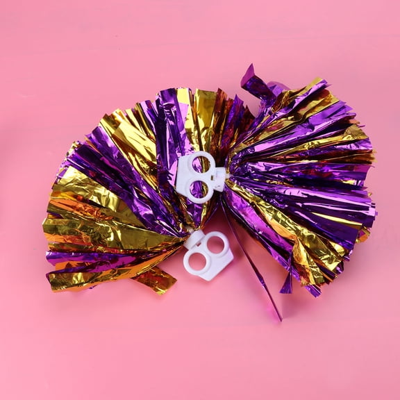 Raindrops 2Pcs Cheerleading Poms Purple Gold 30cm Plastic Ring Design for Cheerleading Kit Sports Events