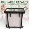 thumbnail image 5 of 190L (50 Gal)  Fashion Laundry Hamper 2 Section with Lid, Rolling Laundry Basket Hamper with Handle, Laundry Organizer Storage Cart with Sturdy  Frame for Laundry Room, Hotel,White, 5 of 13