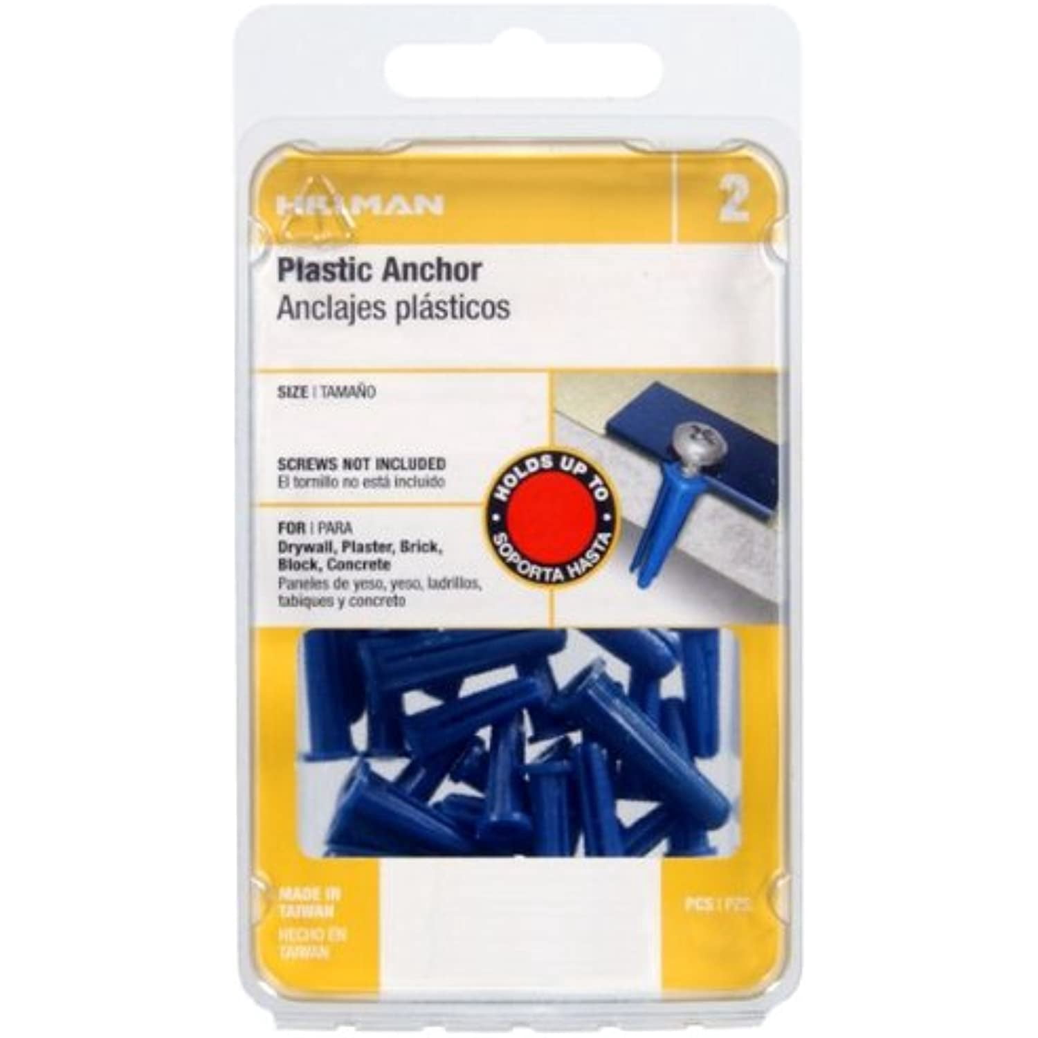 41394 Wall Anchors, Blue, Plastic, 10-12 x 1-In., 25-Ct. - Quantity 5