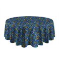 thumbnail image 5 of Blue Christmas Holly and Candy Cane Pattern Round Tablecloth 60"x60",Wrinkle Wipeable Table Cloth for Kitchen Dining Room Picnic Patio Party, 5 of 6