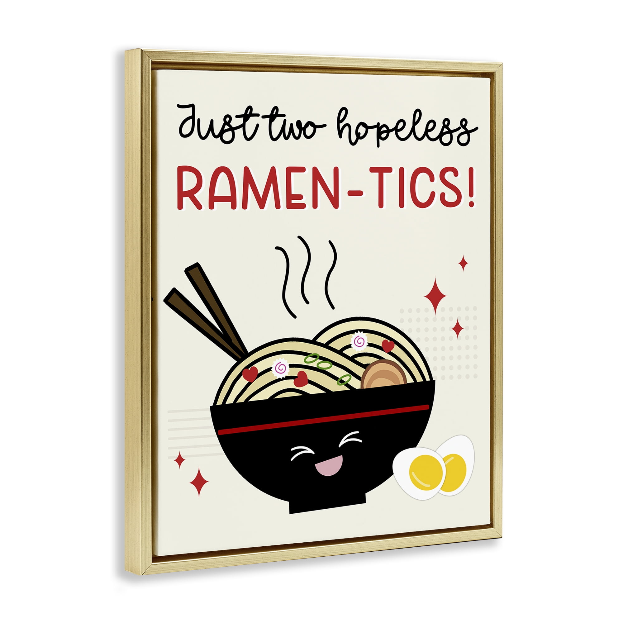Stupell Industries Two Hopeless Ramen-tics Food & Beverage Painting Gold Floater Framed Canvas Art Print Wall Art, 25 x 31