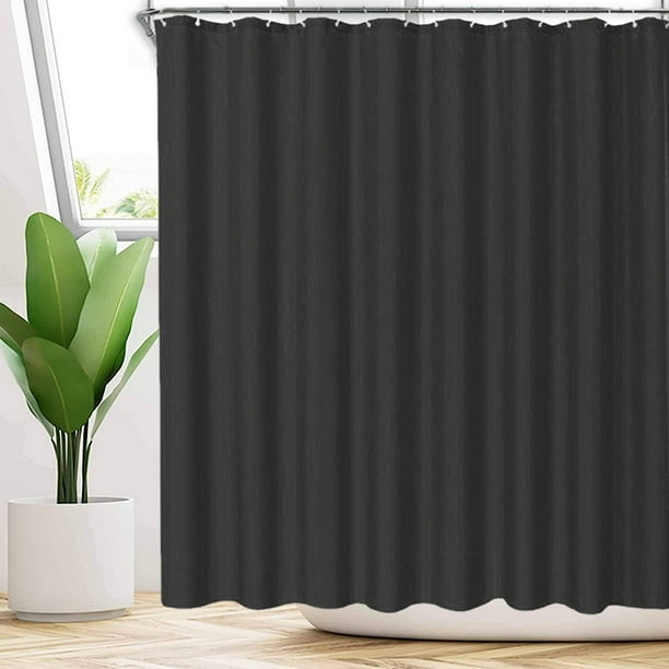 Black Shower Curtain Liner With 12 Hooks, 72 x 72 Inches Breathable