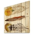 thumbnail image 2 of Designart 'Ethnic Yellow Feather From Wing On White' Bohemian & Eclectic Print on Natural Pine Wood, 2 of 5