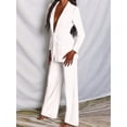 thumbnail image 6 of Pants Suits for Women Dressy 2 Piece Business Casual Lapel Long Sleeve Open Front Blazer Pants Suit Set White XXL, 6 of 8