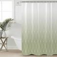 thumbnail image 2 of 72x78 Inch Shower Curtain Sage Green Ombre Bathroom Decor Waterproof Fabric Bathtub Bath Curtains Decorative Modern Geometric Rhombus Striped Extra Long Shower Curtain Set with Hooks, 2 of 6