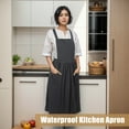 thumbnail image 6 of Unique Bargains Cotton Linen Apron Cross Back Apron Cooking Apron Dress Aprons for Women Man for Kitchen BBQ Gray, 6 of 7