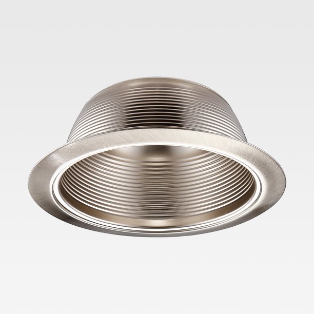 6 Inch Recessed Can Light Trim with Satin Nickel Metal Step Baffle