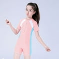 thumbnail image 3 of WOYY Big Boys One-Piece Swimsuit Quick Dry Short Sleeve Rash Guard Bathing Suit, 3 of 4