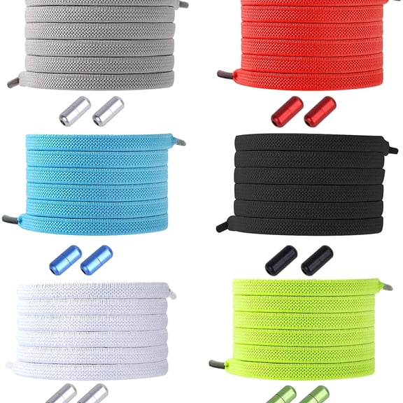 Shoelaces, No Tie Elastic, 6 Pairs, Multicolor, 104cm/41in