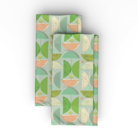 

Cotton Sateen Dinner Napkins (Set of 2) - Green Mid Century Modern Vintage Geometric Pastel Retro Atomic Mod Abstract Print Cloth Dinner Napkins by Spoonflower