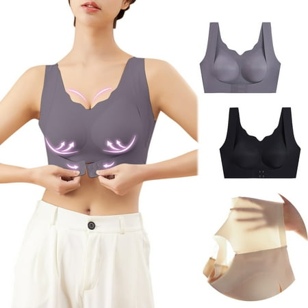 

〖TOTO〗Bras For Women 2Pcs Seamless Rimless Tank Style Bra Beauty Chest Pads Bra Daily Sport Underwear
