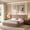 Pink, variant on King Wing-Back Upholstered Bed Frame with Padded Headboard, Chenille Fabric for Bedroom, Pink