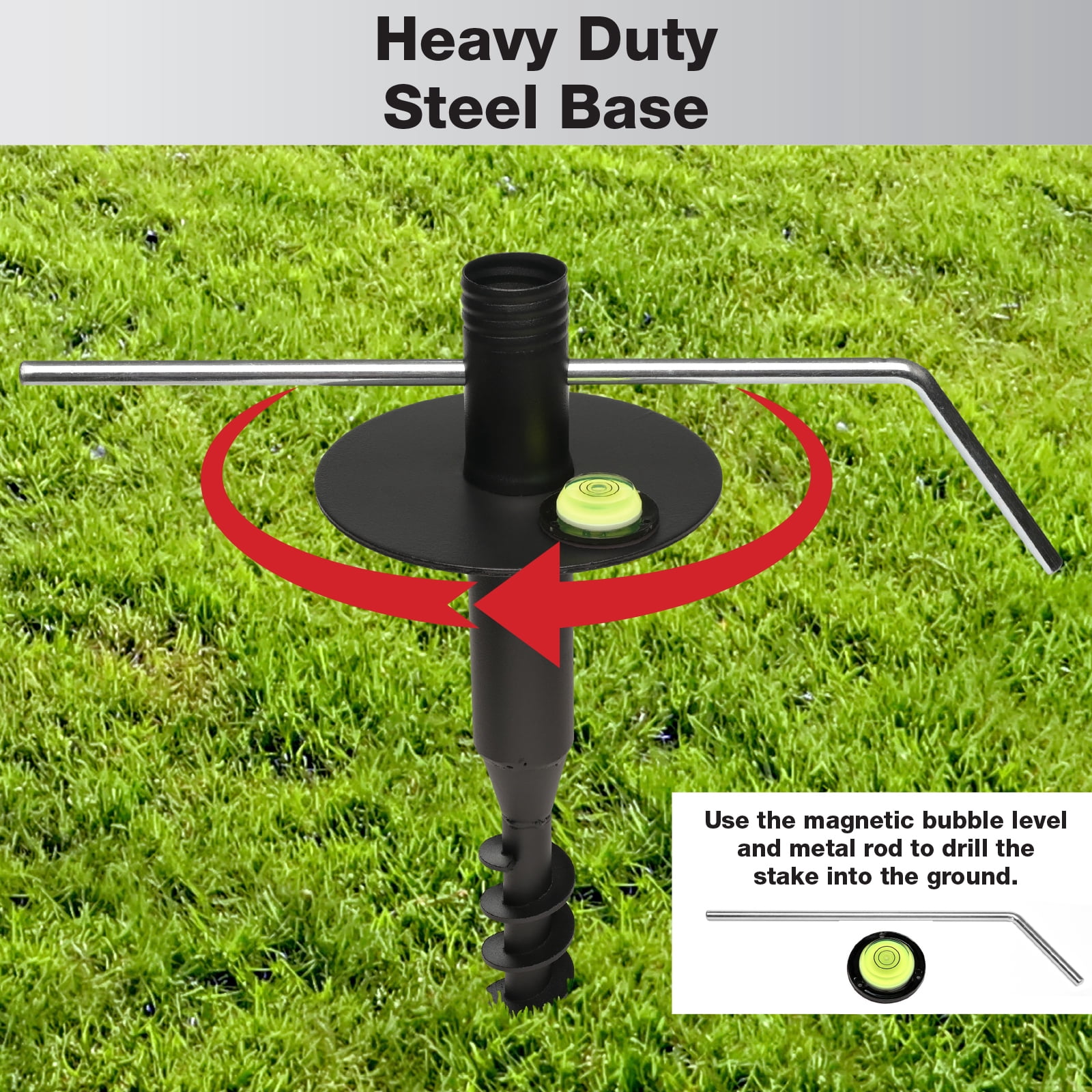 Premium String Light Poles - Extends to 10 Feet – Yard Mount (Grass/Dirt)