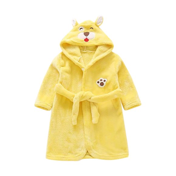 Kids Bathrobe, Hooded Fleece Robe with Belt for Toddlers and Children, Super Soft Absorbent Polyester Robe for Boys and Girls, Cozy Lounging and Winter Wear
