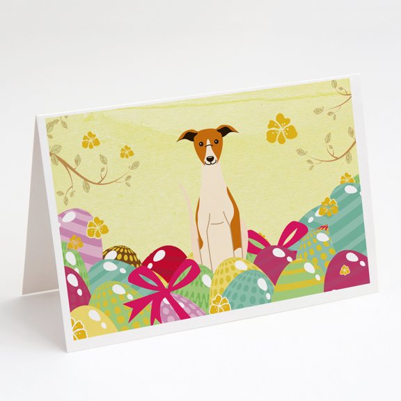 Caroline's Treasures Whippet Easter Eggs Greeting Cards with Envelopes, 5" x 7" (8 Count)