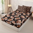 thumbnail image 2 of Homewish Brown Rugby Stars Print Zipper Twin Comforter Sets with Fitted Sheet and 2 Pillowcases,American Ball Football Theme Zipper Bedding Set For Kids,Black Reversible,4 Pieces, 2 of 7