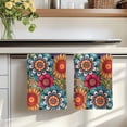 thumbnail image 7 of Boho Teal Flower Kitchen Towels Set of 4, Spring Bohemia Chic Red Yellow Floral Absorbent Dish Towels for Kitchen, Microfiber Hand Towel, Quick Drying Tea Towel for Cleaning Decorative Dishcloths, 7 of 7