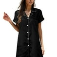 thumbnail image 3 of DHFJKG Nightgowns For Women Short Sleeve Nightshirt Button Down Collared Sleepshirt Silk Satin Solid Color Pajama Dress Soft Home Clothes, 3 of 5