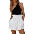 thumbnail image 3 of Labakihah shorts for women Women's Summer Casual Cotton And Linen Large Size Loose Drawstring Shorts White, 3 of 6